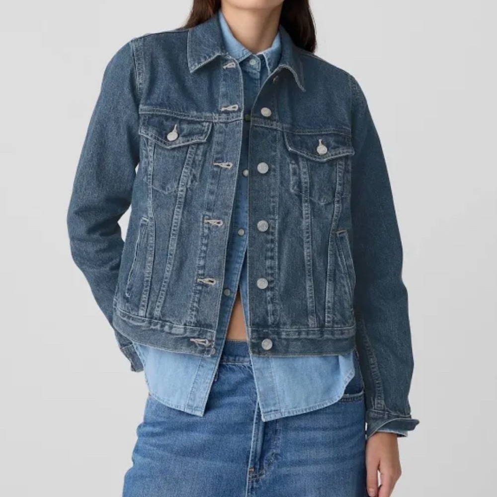 Nwt Gap Denim Jeans Jacket Indigo Button Front L